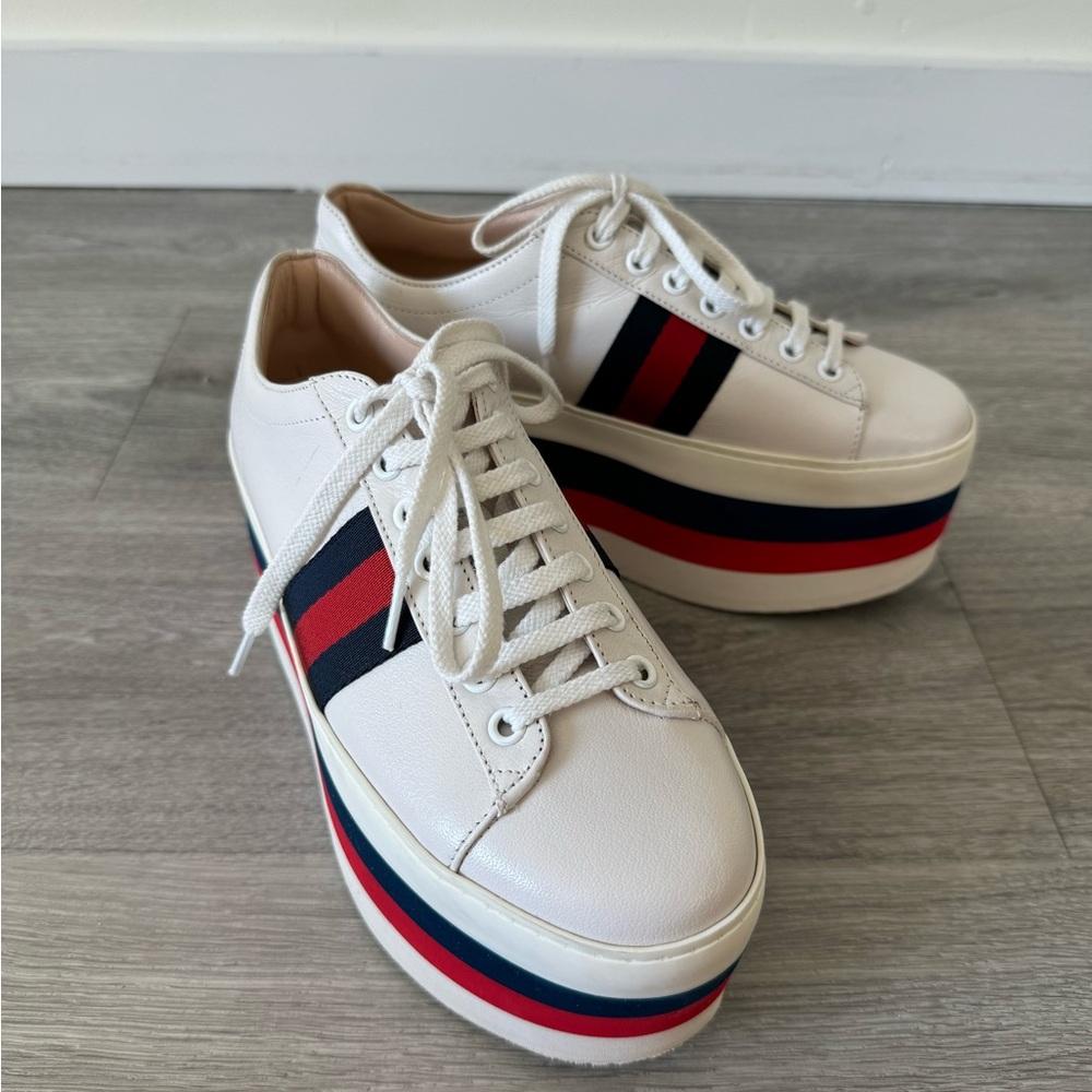 Gucci Peggy Web Platform Sneakers